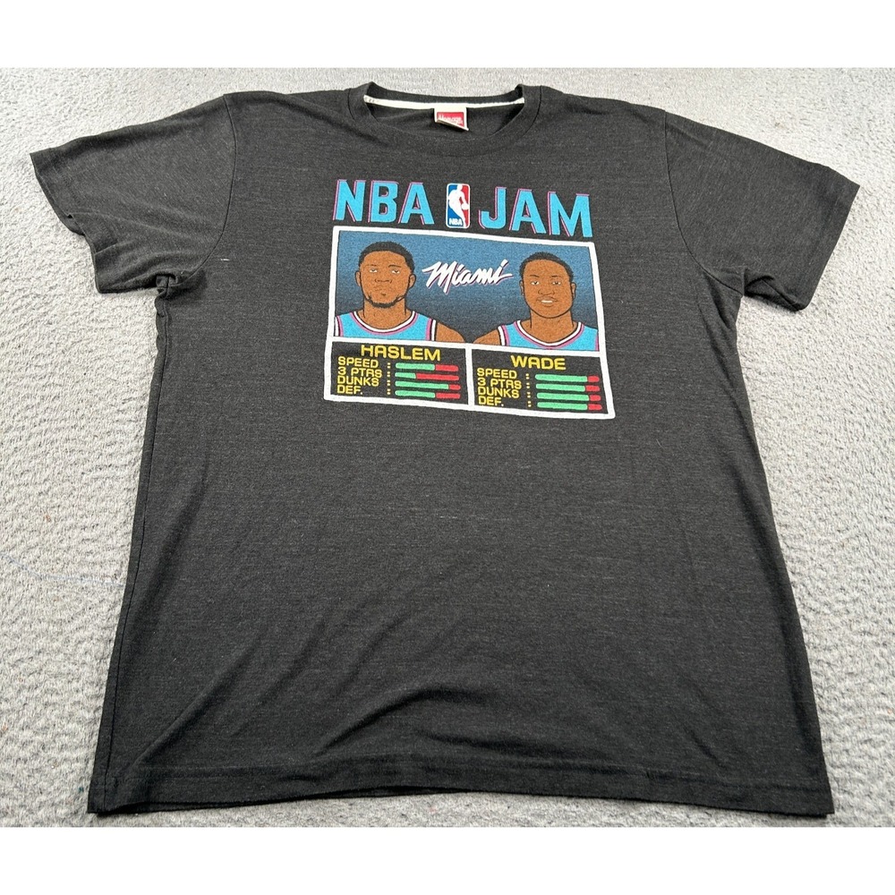 Vintage Homage Shirt NBA Jam Men's Medium Black Miami Heat Haslem‎ Wade